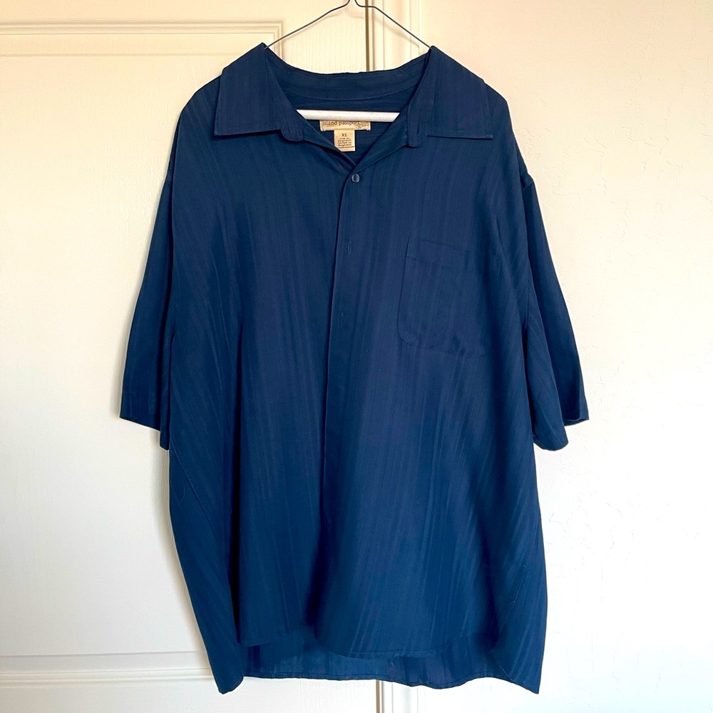 Navy Linen button down shirt